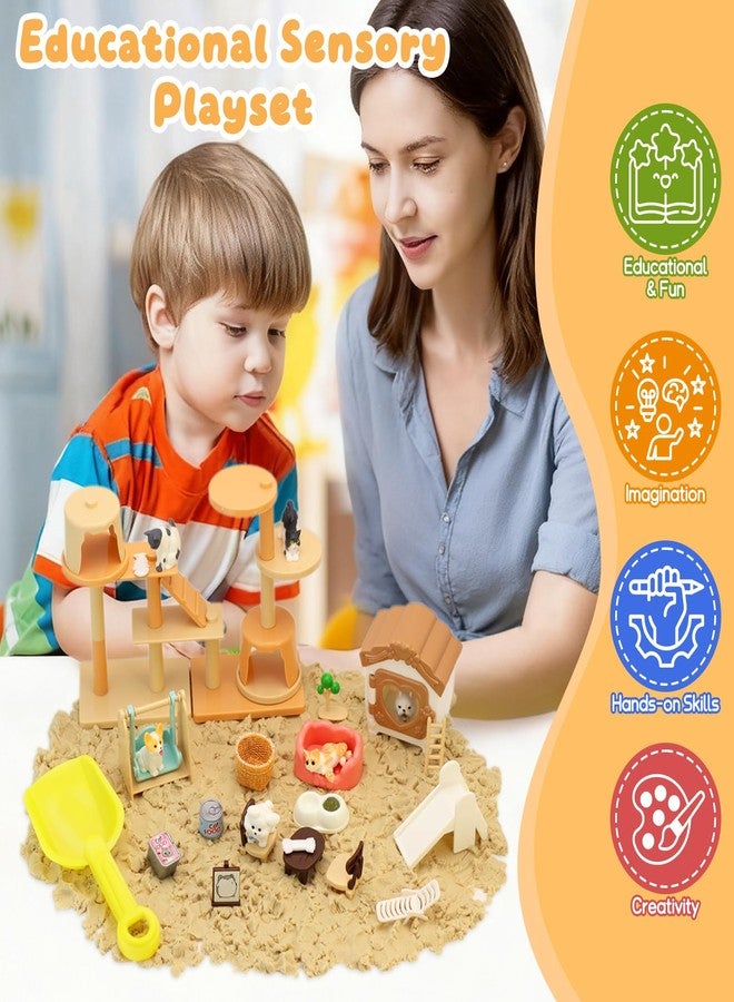 Crelloci Double-Layer Pet Magic Sand Playset, 2 Colors Magnetic Sand Sensory Bin with Cat & Dog Figures, Mess-Free Sand Toy Kit for Kids, Creative Sensory Play, Gift for Boys & Girls Age 3+ - Image 5